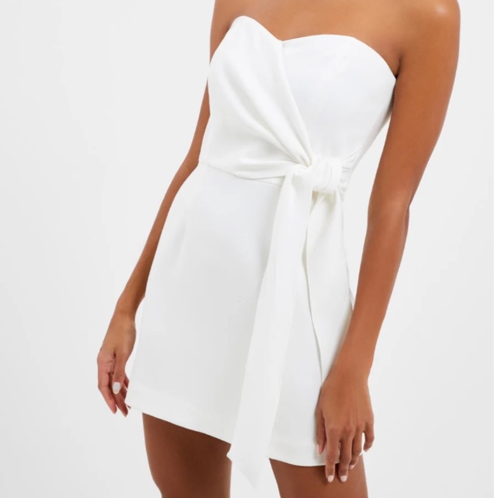 White strapless French Connection bow dress!
